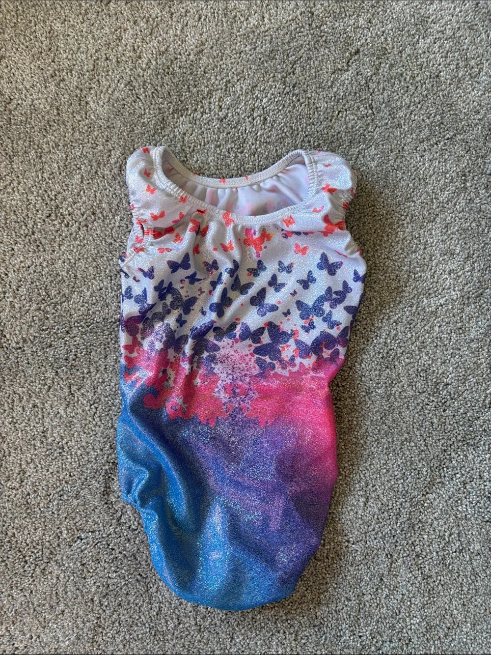 Kids Metallic Teal Gymnastics Leotard - Teal